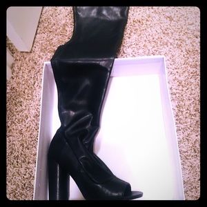 Steve Madden Peep toe Leather Thigh High